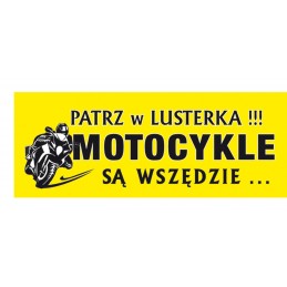 Naklejka PATRZ W lusterka motocykle żółta