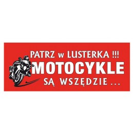 Naklejka PATRZ W LUSTERKA motocykl czerwona