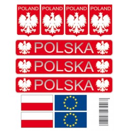 Naklejki POLSKA POLAND ORZEŁ UE składanka